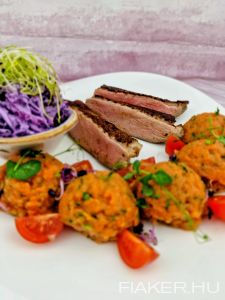 ! ÚJ ! Rozé kacsamell, édes-burgonyakrém, római köményes lilakáposzta-saláta